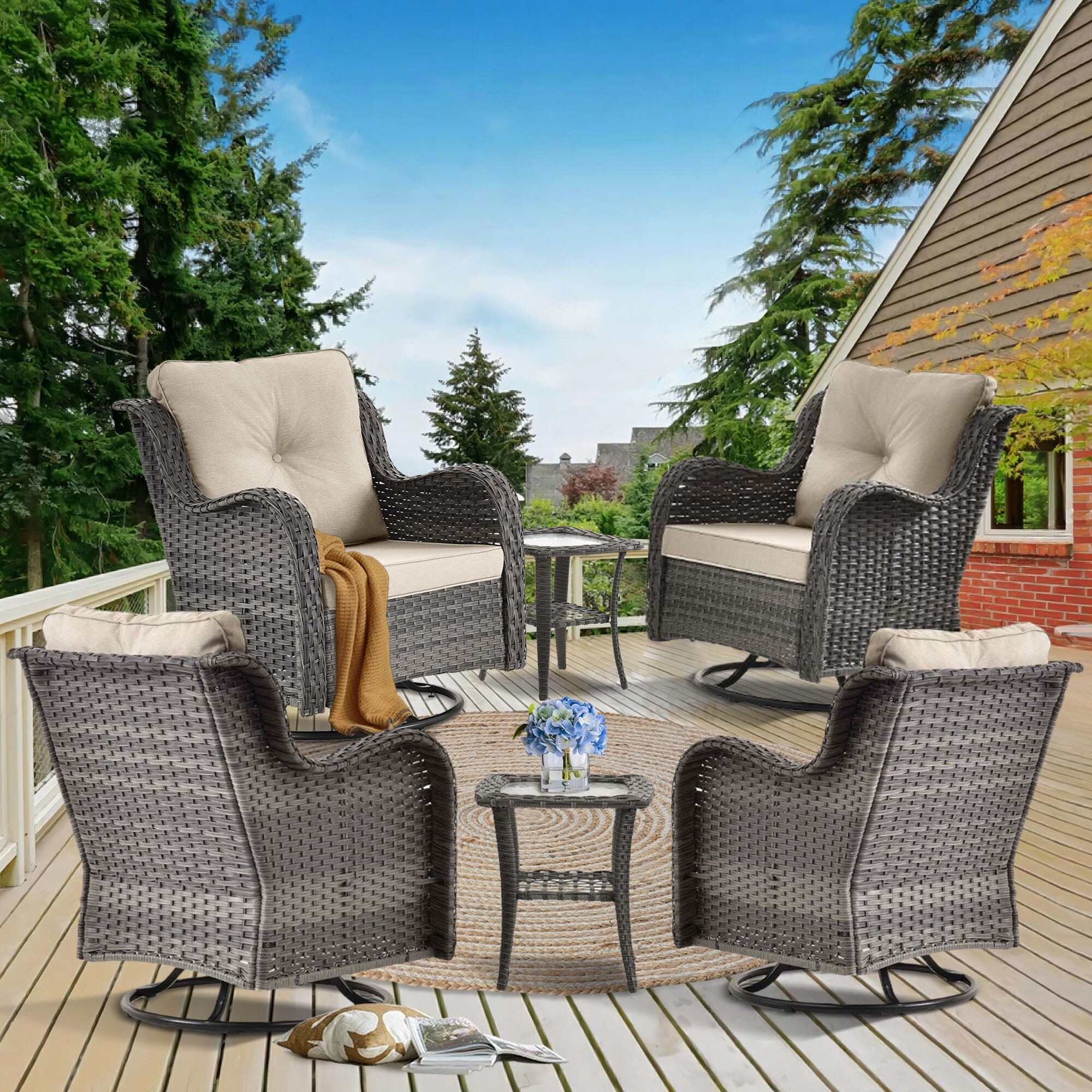 Outdoor wicker patio table and chairs hot sale